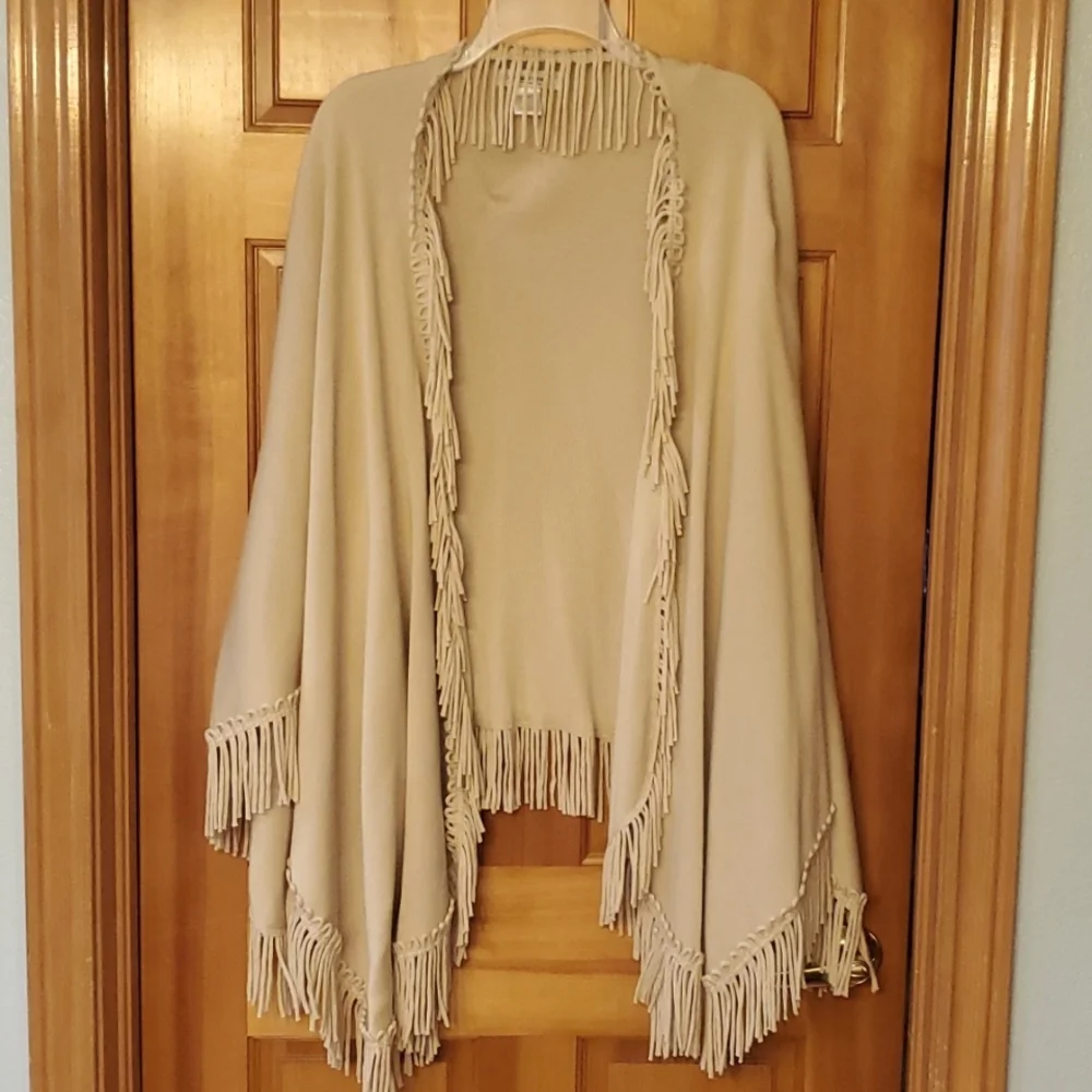 Coldwater Creek Womans Tan Soft Fringed‎ Boho Shawl One Size - Picture 3 of 10